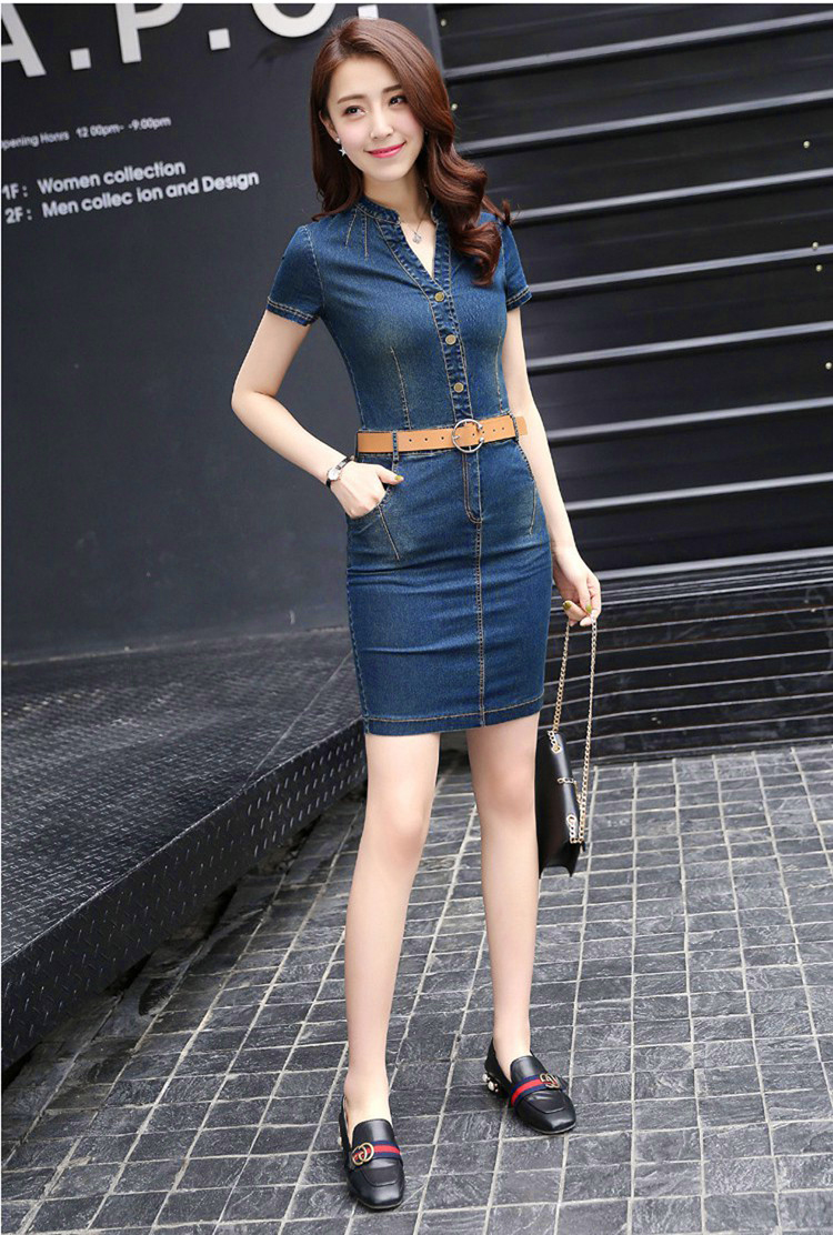 ĐẦM JEAN BODY ĐẸP CỔ V TAY NGẮN